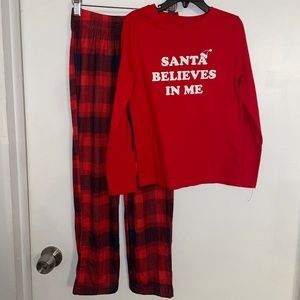 Boys Pjs Red Santa Believes In Me Christmas Holiday Long Sleeve Top With Pants S
